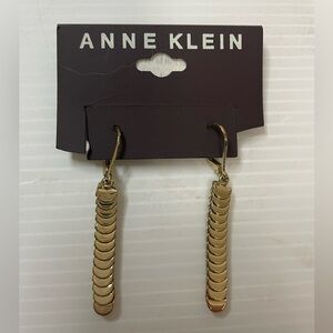 Anne Klein Gold Tone Disc Bar Linear Drop Earrings
